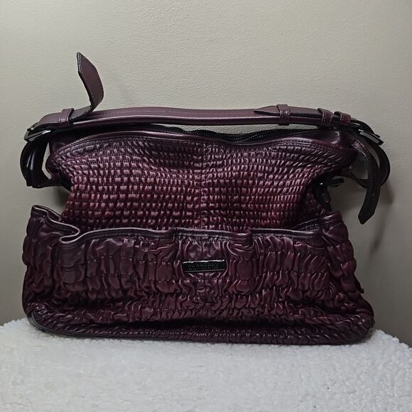 Burberry Ruched Leather Elgin Burgundy/Black - Picture 1 of 15